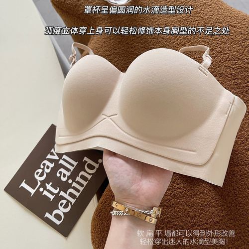 Summer thin strapless non-slip underwear for women to push up small breasts and make them appear bigger, anti-sagging, traceless tube top invisible bra