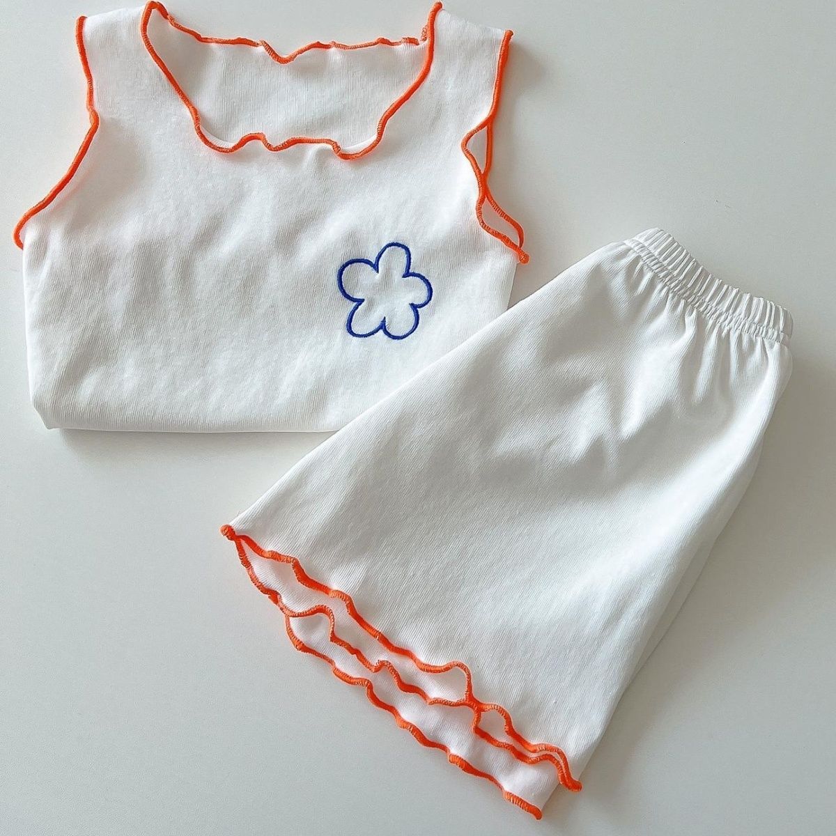 Summer baby sleeveless vest T-shirt shorts two-piece girl's thin casual home wear suit children's pajamas