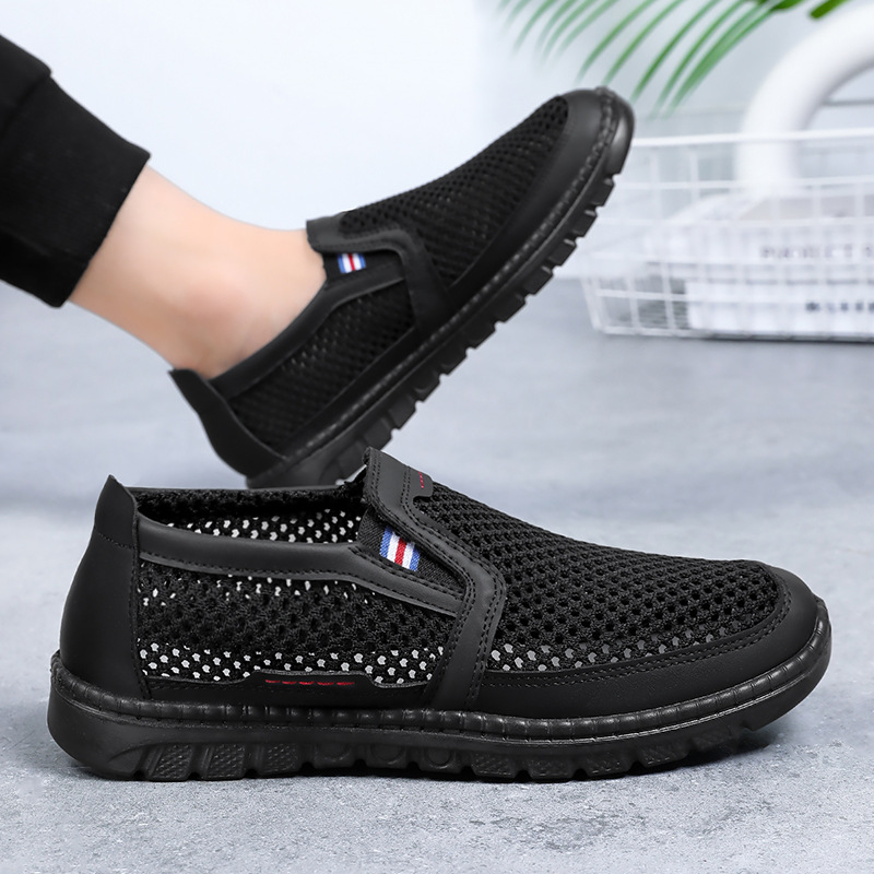 Zapatos de hombre de verano nuevos zapatos de malla de hombre de poliuretano ligero viejos zapatos de tela de Beijing zapatos de mediana edad zapatos de papá grandes