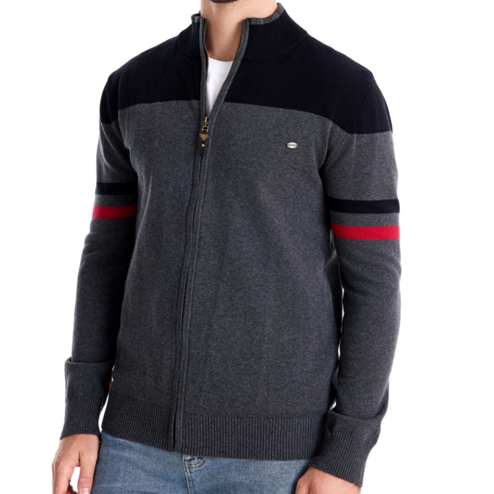 Automne et hiver nouveau cardigan européen pull tricoté à glissière tendance de la mode vêtements pour hommes_voghion.com