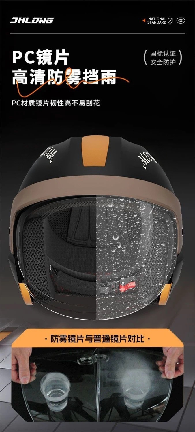 3C certified high-end silver-plated lens Class A hidden helmet for electric scooters and motorcycles, rainproof, unisex