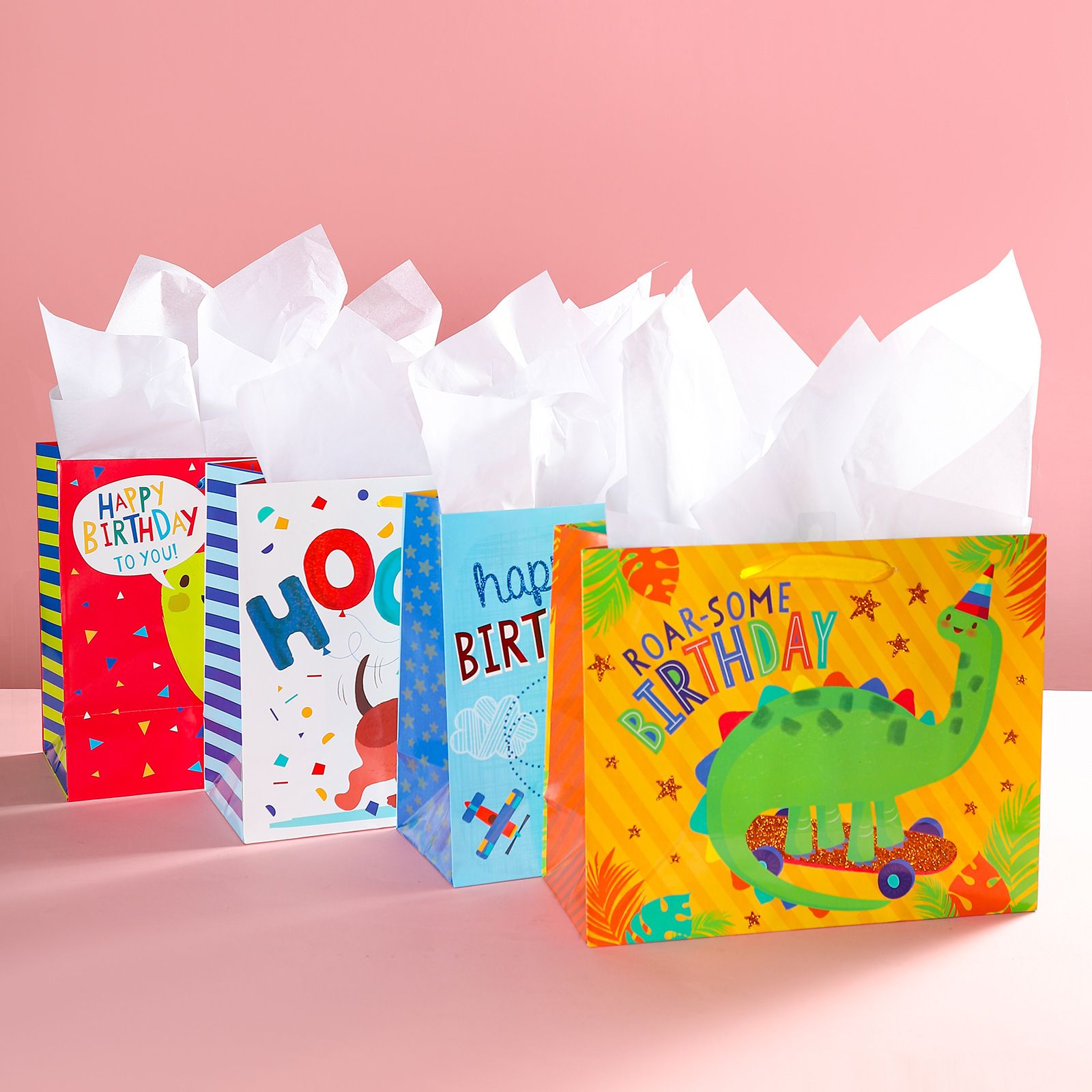 Bolsa de regalo de regalo de cumpleaños con polvo de oro, bolsa de papel de embalaje de regalo de alta calidad, bolsa de papel de regalo de cumpleaños, bolsa de papel portátil