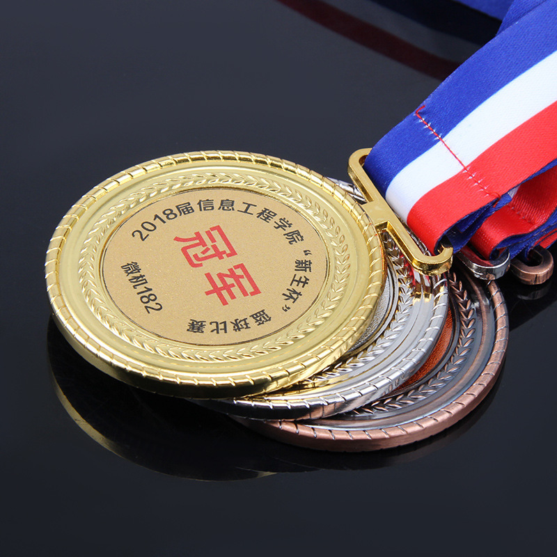 En stock medalla de metal grueso maratón corriendo polea competición deportiva espiga de trigo trofeo medalla logotipo imprimible
