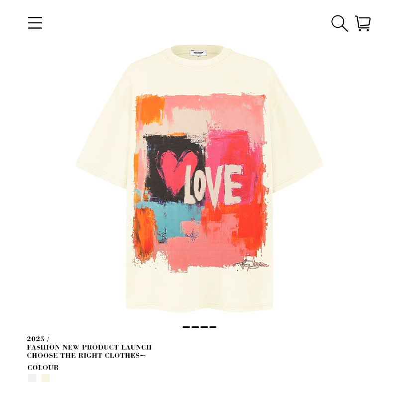 250g heavy cotton American hip-hop graffiti printed short sleeve men's summer T-shirt loose tide brand cross-border men's clothing