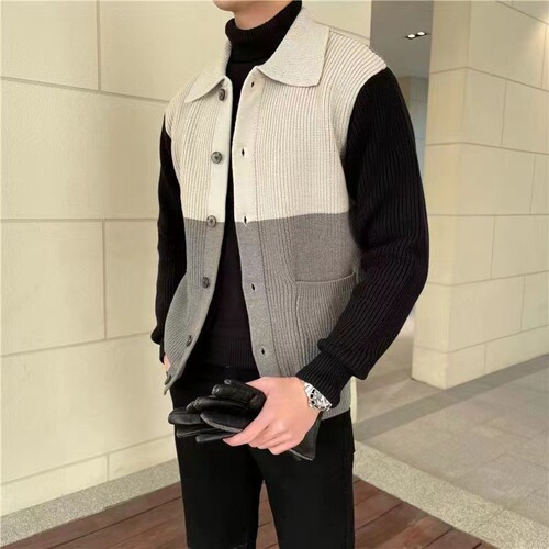 Cardigan sweater for men, new style, men's knit top, collar knit sweater, men's autumn knitwear, men's woolen sweater