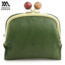 日本热销真皮五金夹子铰包零钱包头层树膏皮迷你对折女士钱包財布