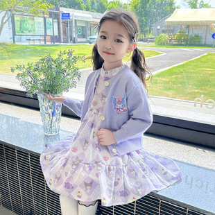 2025 New Spring Girls Cartoon Princess Cardigan Children's Knitted Wool Top Baby Internet Celebrity Tops