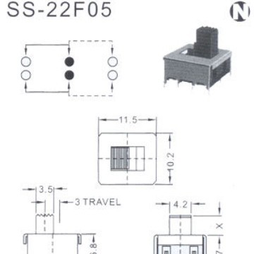 拨动开关SS-22F05 玩具厂用拨动开关 七脚八脚小拨动滑动迷你开关