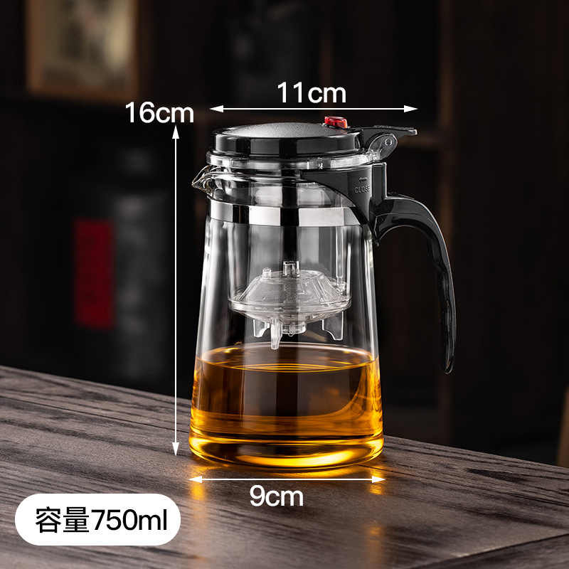 Cross-Border High Borosilicate Long Spout Teapot with Filter for Brewing Tea, Suitable for Home and Office Use, Heat-Resistant Glass Tea Pot