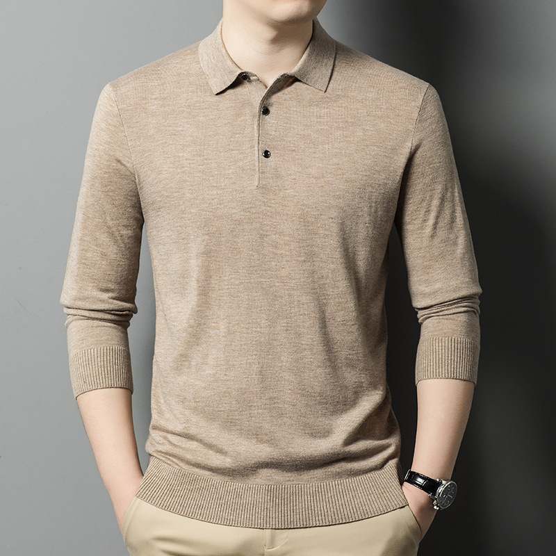 Wool Sweater Men's Lel Polo Shirt Long Sleeve Knitted Base Shirt Spring Wool Sweater Shirt Collar Sweater Knitted Wool Sweater Men's Lel Polo Shirt Long Sleeve Knitted Base Shirt Spring Wool Sweater Shirt Collar Sweater Knitted