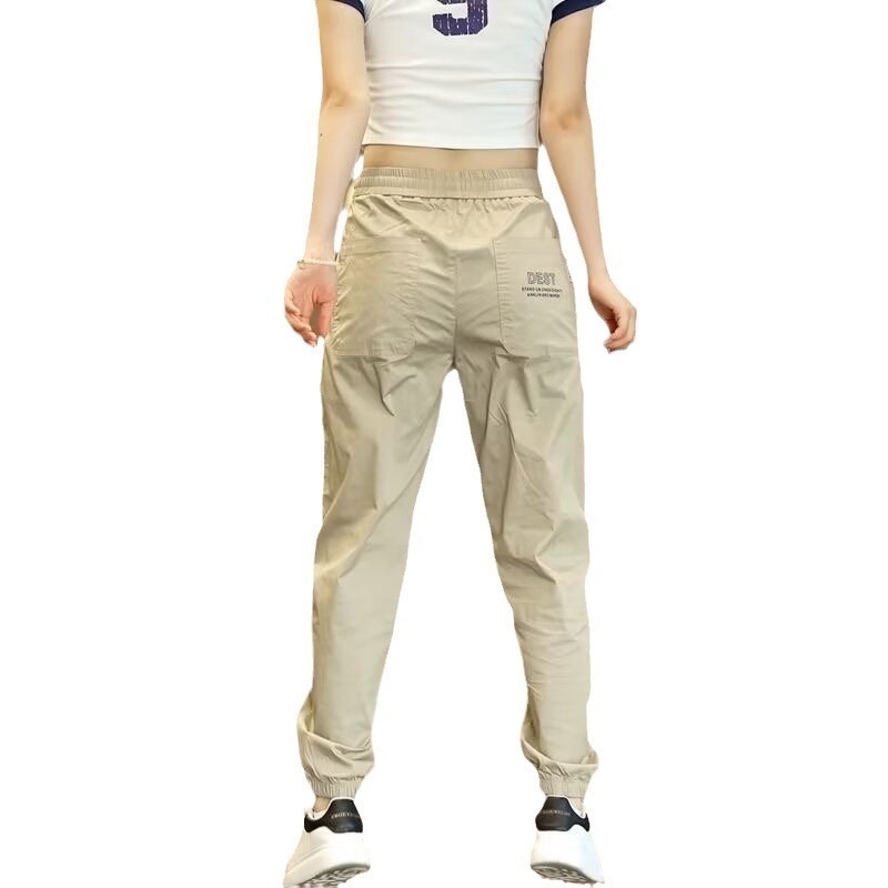 2024 Tooling Ice Silk Casual Pants Men's Loose Leg Summer Thin Quick-drying Pants New Sports Cropped Trousers