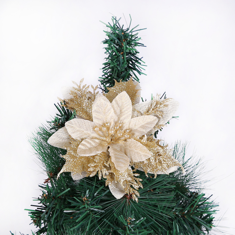 Dekorasyon 14CM simli içi boş dekorasyon çift katmanlı altın soğan tozu Noel simülasyonu çiçek_voghion.com