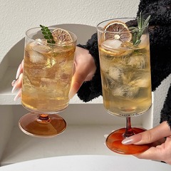 ストレート高脚グラス家庭用高颜値クリエイティブ透明カップジュース気泡カップシャンパンカップ