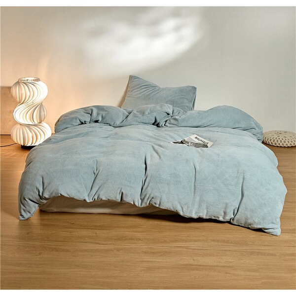 Solid color winter double-sided coral flannel duvet cover