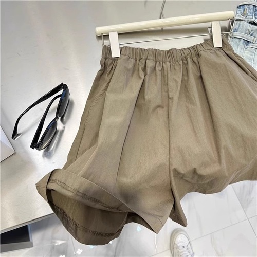 Khaki Work Short Pants for Women - Summer Loose Sporty Casual Wide Leg Five-Finger Pants - Fashionable New Style, Stylish and Versatile