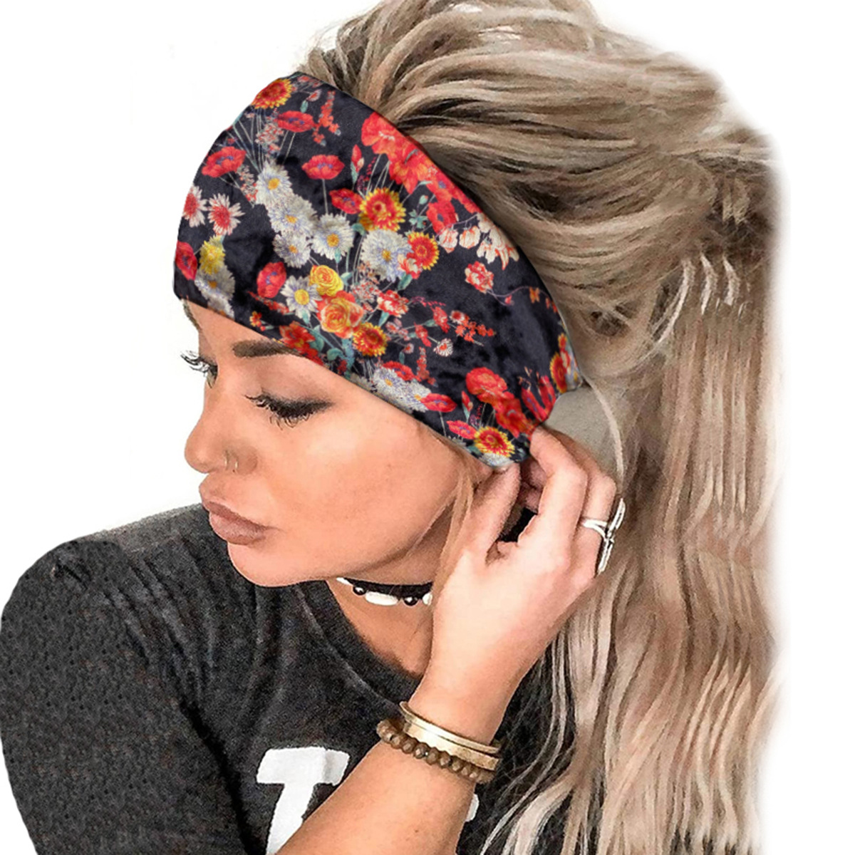 Heißer verkauf herbst und winter elastische breite rand samt kopftuch gedruckt taille obst blume stirnband_voghion.com