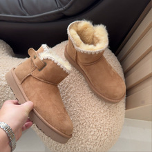 新款冬季雪地靴女皮毛一体保暖加厚休闲短筒靴毛线口编织棉鞋