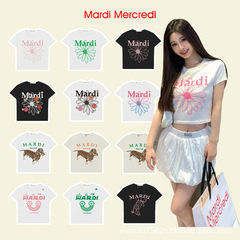 [韓国版] マルディ半袖 Tシャツ レディース デイジー ピュアコットン プリント ホットガール ショート スリム スリム ビューティー トップ
