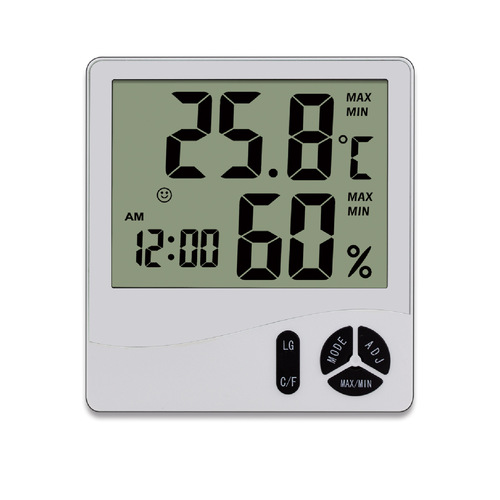 Modern minimalist LCD digital home environment temperature and humidity monitor multifunction electronic clock