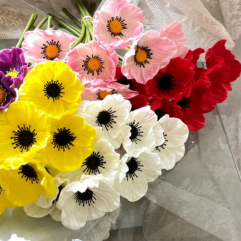 ins虞美人仿真花PU迷你罌粟花假花插花擺拍道具 客廳臥室裝飾擺件