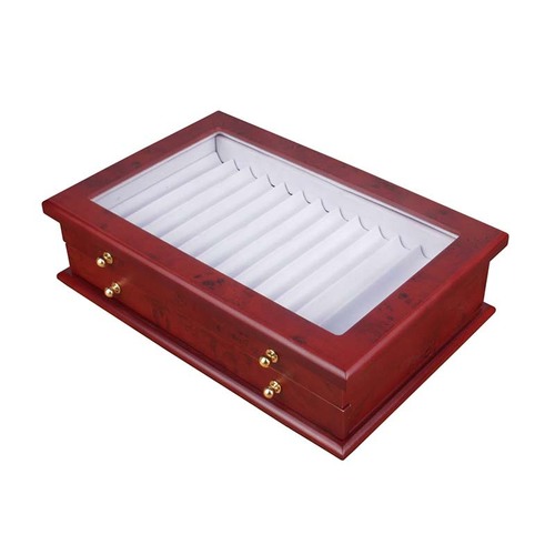 Pen Box 25 Pieces Wood Pen Display Box Stationery Box 25 Compartments Enamel Pen Storage Box Wooden Box