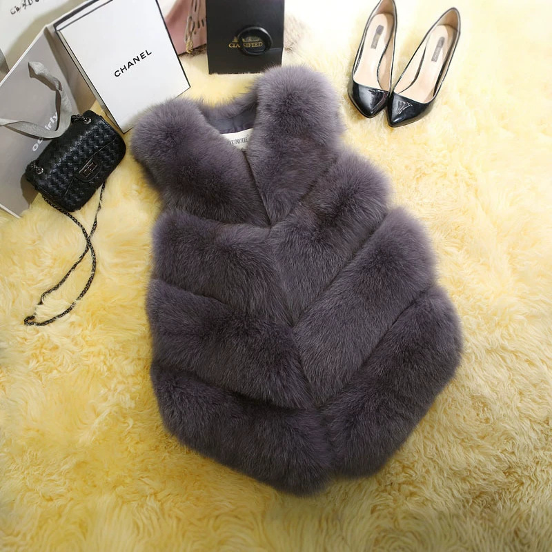European and American Style Plush Faux Fox Fur Vest, Mid-Length Women's Vest, Slim Fit, Warm for Autumn and Winter European and American Style Plush Faux Fox Fur Vest, Mid-Length Women's Vest, Slim Fit, Warm for Autumn and Winter