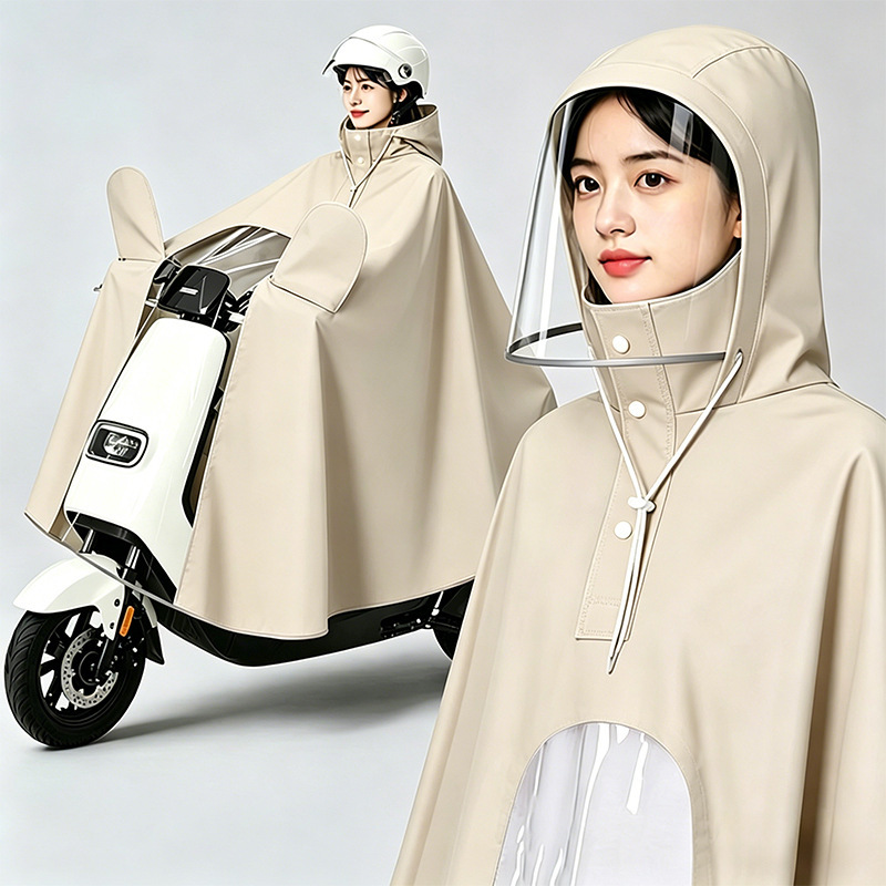 【Large Mask】Electric Vehicle Raincoat, Long Style, Enlarged to Cover the Whole Body, Storm-Proof, for Electric Bikes and Motorcycles