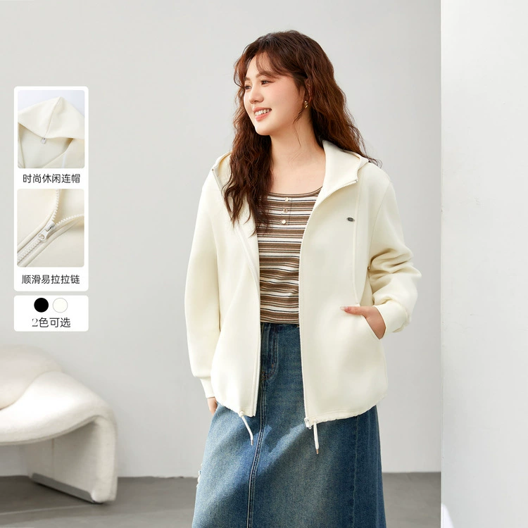 [Повседневный дизайн с капюшоном с диким тонким пальто] Funny Show большой размер женский толстый mm2025 весенний новый