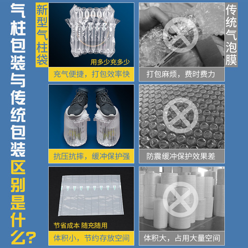 8柱16厘米高陶瓷包装防摔气柱袋 玻璃易碎品发货打包气泡柱充气袋