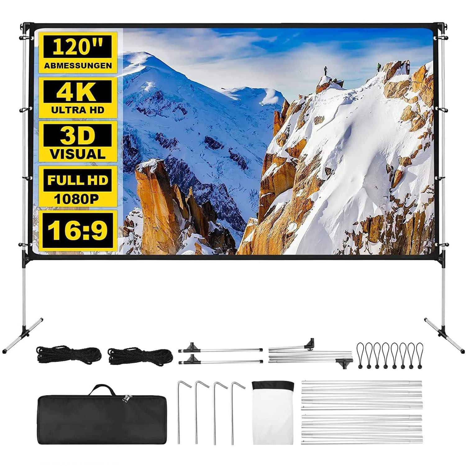 办公支架投影幕便携涤纶幕布80/100/120英寸户外大屏高清电影幕布