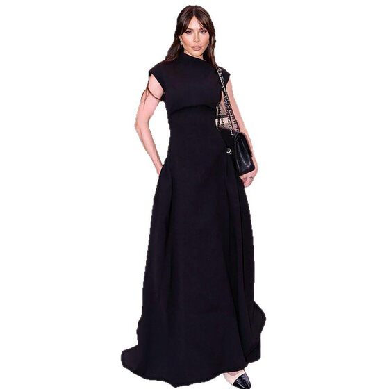 Cross-border Amazon Europe and the United States women's clothing 2025 spring and summer new fashion solid color sleeveless waist temperament dress dress