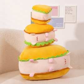 创意三明治小猪抱枕可爱夹心猪仿真食物面包毛绒玩具软体舒适靠垫