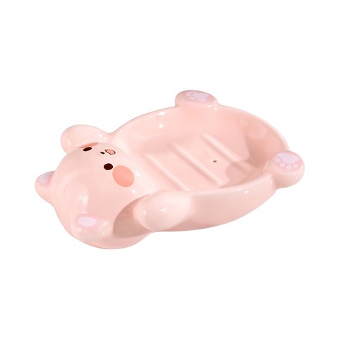 Cartoon ceramic soap box household drain soap box bathroom soap rack storage box no water accumulation cute soap box