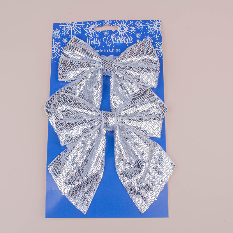 Tejido personalizado sequinilla decoración navideña arco ventana fiesta atmósfera hornear accesorios de embalaje de regalos accesorios