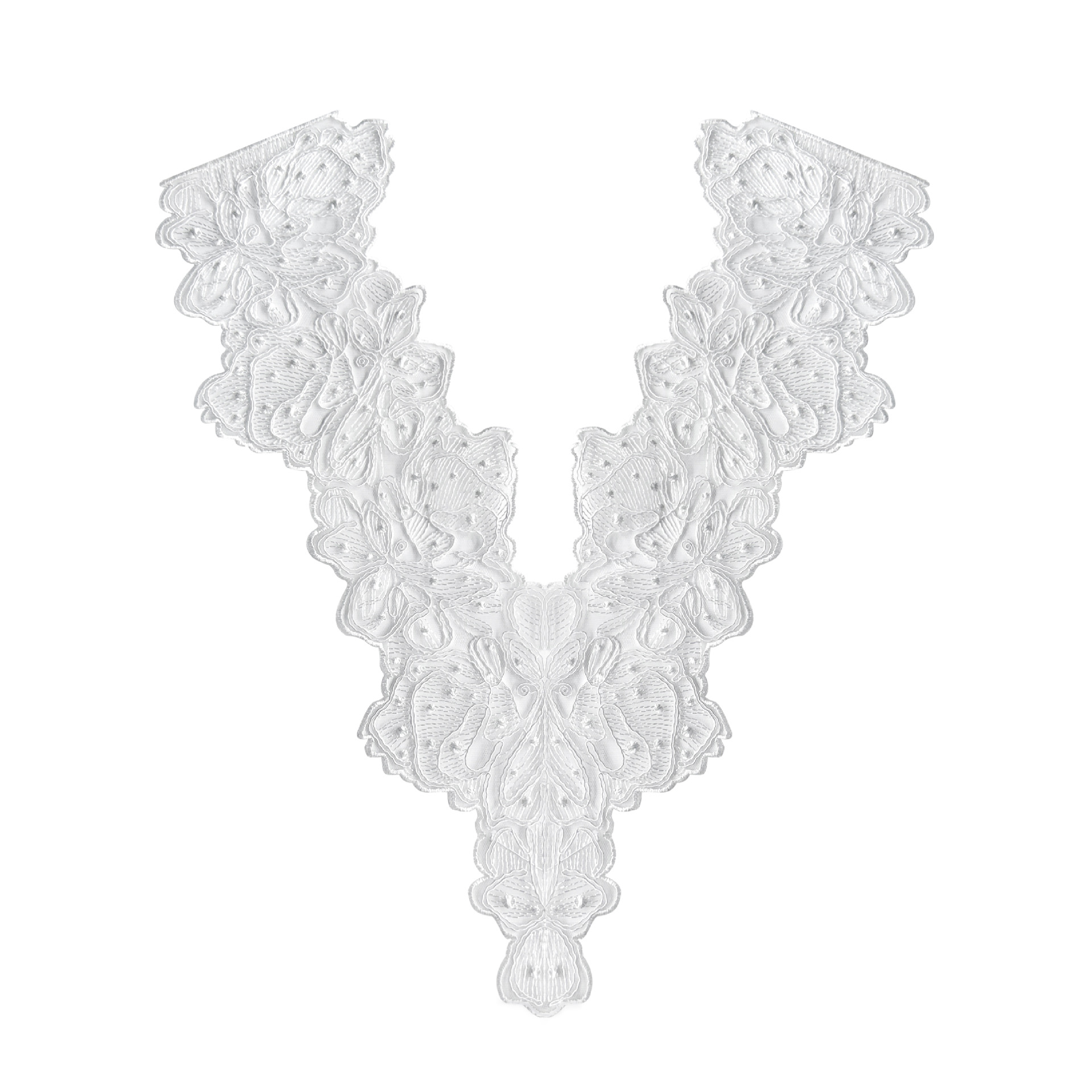 Cuello de encaje blanco ramillete hueco tridimensional cuello bordado de seda de poliéster flor cuello frontal decoración cuello falso accesorios