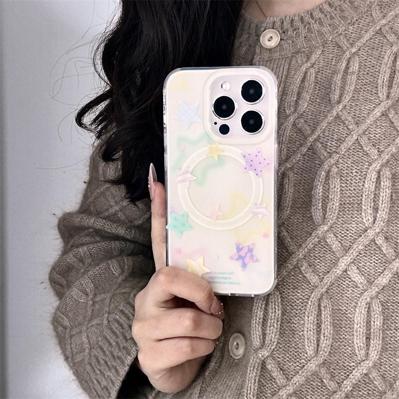 Ins dopamina difumina estrellas para iPhone16ProMax funda para teléfono móvil 14 Apple 15 soporte 13 femenino 16P