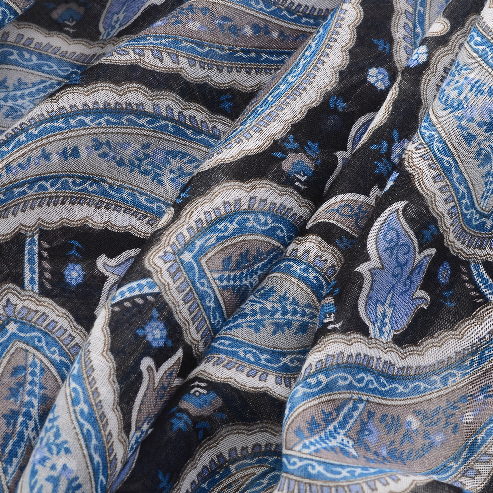 2022 nueva porcelana azul y blanca impresa decorativa de algodón y lino siente la bufanda de la borla bufanda del mantón de la protección solar de la playa para las mujeres