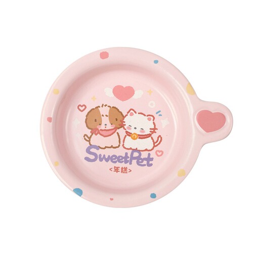NianGao Characteristic Single-Ear Flying Saucer Bowl Cat Bowl Dog Bowl Ceramic Cute Ins Canned Wet Food Bowl