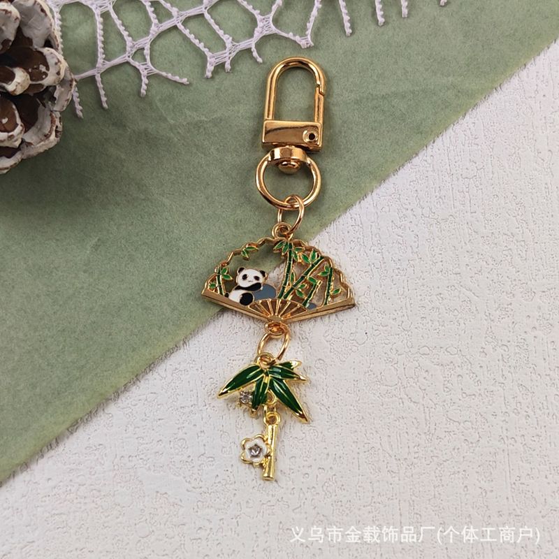 新中式可爱国宝熊猫钥匙扣成都文创樱花扇子挂件包包挂饰小礼物|undefined