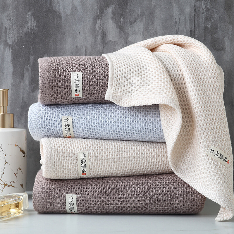 Bamboo Fiber Soft and Absorbent Adult Face Towel Honeycomb Couple Cleansing Large 100 Gauze Factory Direct Sale