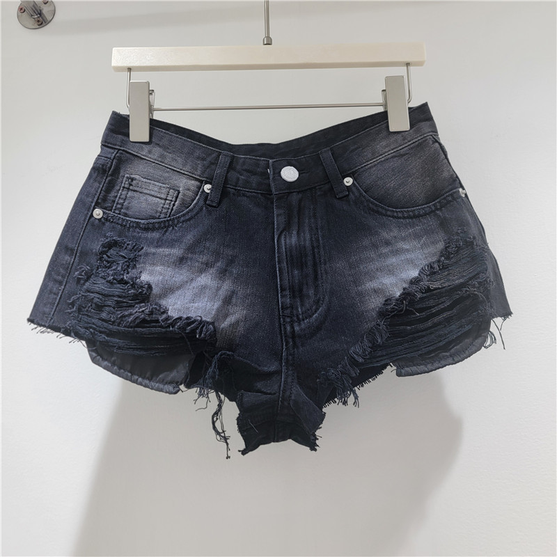 Pantalones Cortos de Mezclilla de Talle Alto con Desgastado para Verano