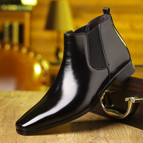 Large size spring/autumn style European and American small square-toe formal Chelsea boots high-top leather boots