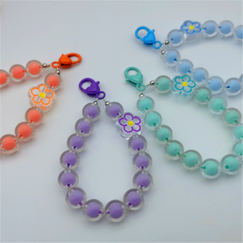 Short flower pendant, small fresh colorful beads, small flower, mobile phone chain, keychain, bag pendant, diy beading