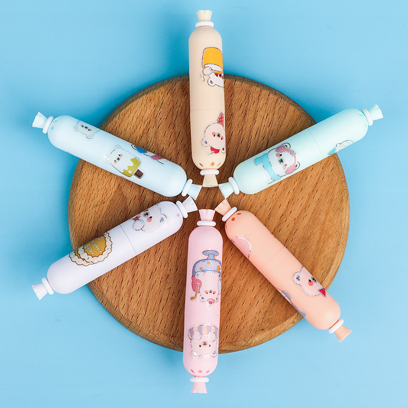 YS6040 dibujos animados salchicha fluorescente pluma estudiante escuela suministros marcador pluma con dibujos animados DIY pegatinas