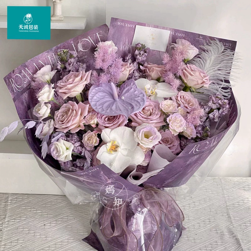 Новая масляная бумага для рисования, черный сливовый соус, фиолетовый упаковочный букет, упакованная бумага, цветочная бумага, цветочный магазин, материал для цветочного искусства, английский крафт-бумага