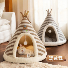 秋冬季猫窝双色针织帐篷窝保暖圆窝封闭式狗窝宠物窝