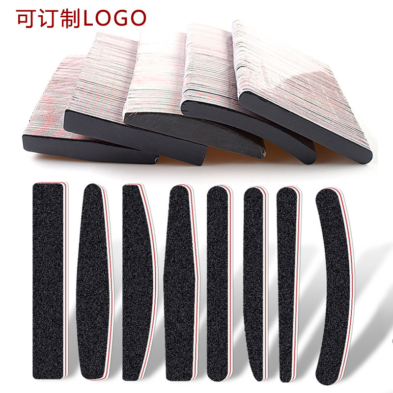 Cross-border spot red heart sanding strip black trimming rubbing double-sided fingernail file nail tool 100/180