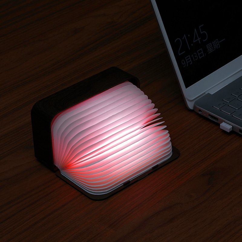 Tiempo creativo dormitorio luz libro estudio atmósfera luz LED noche luz tiempo luz Regalo de Cumpleaños plegable luz del libro
