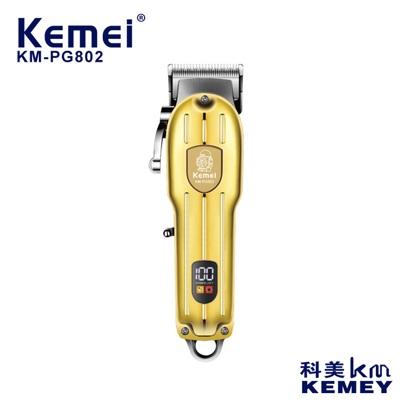 Kemei nuevo peluquero tijeras Acero inoxidable cuchillo cabeza eléctrica Clipper HD pantalla digital metal cuerpo peluquería pelo Clipper