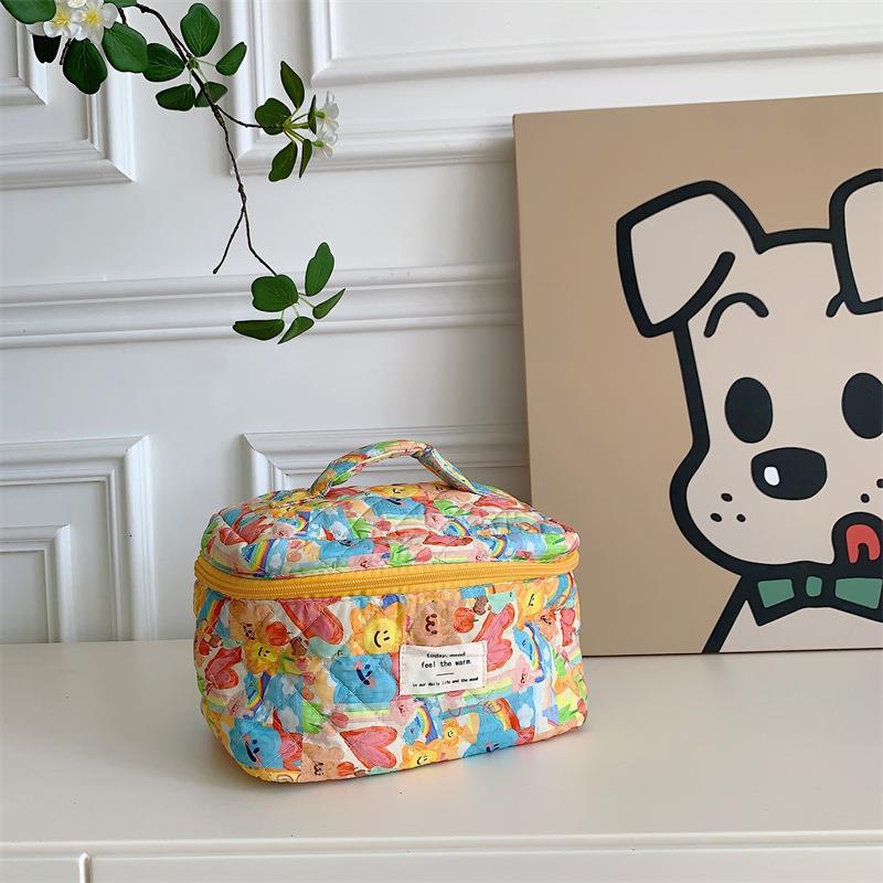 26277 bolso cosmético lindo fresco estilo pastoral de algodón de gran capacidad de almacenamiento portátil bolsa de lavado bolsa de organización para las mujeres